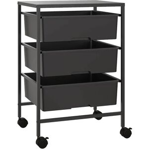 HOMCOM Desserte à roulettes, chariot de rangement à roulettes chariot de service à 3 niveaux, plateau et 3 panier, cadre en acier, desserte cuisine, chambre à coucher, salon, bureau - noir - Publicité HOMCOM Desserte à roulettes, chariot de rangement à roulettes chariot de service à 3 niveaux, plateau et 3 panier, cadre en acier, desserte cuisine, chambre à coucher, salon, bureau - noir - Publicité