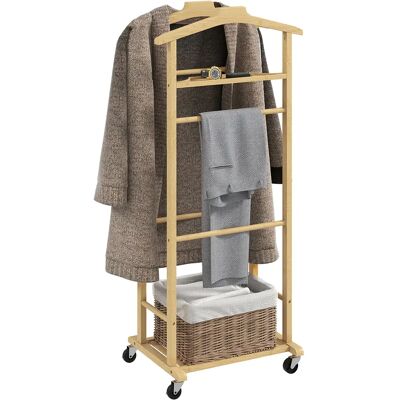 Table de chevet Homcom en bambou avec roulettes et crochets 47X33.7X105.5 cm, naturel - Publicité Table de chevet Homcom en bambou avec roulettes et crochets 47X33.7X105.5 cm, naturel - Publicité