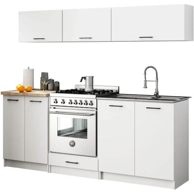 Ensemble de cuisine AKORD OLIFE G1 2,0m Blanc 200 cm 8 portes couleur Blanc mat 6 étagères 200x46x174 cm - Publicité Ensemble de cuisine AKORD OLIFE G1 2,0m Blanc 200 cm 8 portes couleur Blanc mat 6 étagères 200x46x174 cm - Publicité
