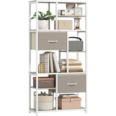 HOMCOM Étagère de rangement 6 niveaux, bibliothèque avec 2 tiroirs en tissu, 9 étagères ouvertes, meuble de rangement cadre en acier pour salon, bureau, chambre, 72,5 x 30 x 150 cm, aspect bois, blanc - Publicité HOMCOM Étagère de rangement 6 niveaux, bibliothèque avec 2 tiroirs en tissu, 9 étagères ouvertes, meuble de rangement cadre en acier pour salon, bureau, chambre, 72,5 x 30 x 150 cm, aspect bois, blanc - Publicité