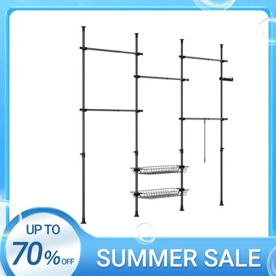 SoBuy KLS04-II Support télescopique pour robes Robuste pour robes Bar Armoire à robes ouverte réglable avec rangement pour chariot de couchage - Publicité SoBuy KLS04-II Support télescopique pour robes Robuste pour robes Bar Armoire à robes ouverte réglable avec rangement pour chariot de couchage - Publicité
