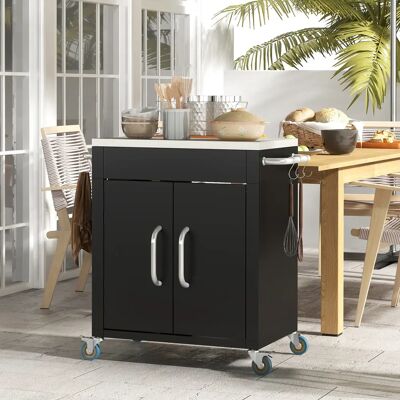 HOMCOM Chariot de cuisine chariot de service Armoire de cuisine acier inoxydable Noir - Publicité HOMCOM Chariot de cuisine chariot de service Armoire de cuisine acier inoxydable Noir - Publicité