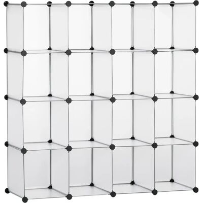 HOMCOM armoire modulaire en plastique avec 16 seaux transparents 125x32x125 cm - Publicité HOMCOM armoire modulaire en plastique avec 16 seaux transparents 125x32x125 cm - Publicité