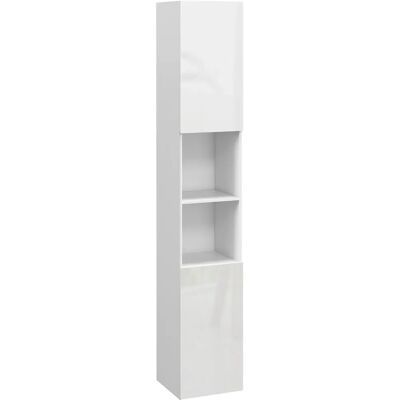 kleankin Meuble colonne de salle de bain, armoire de rangement haute, finition brillante, étagères réglables, 2 placards et 2 niches, étagère de rangement pour salle de bain, 30 x 30 x 181,5 cm, blanc - Publicité kleankin Meuble colonne de salle de bain, armoire de rangement haute, finition brillante, étagères réglables, 2 placards et 2 niches, étagère de rangement pour salle de bain, 30 x 30 x 181,5 cm, blanc - Publicité