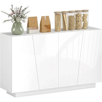 HOMCOM Buffet à haute brillance, meuble de rangement avec placard double porte géométrique et étagère réglable, style moderne, b - Publicité HOMCOM Buffet à haute brillance, meuble de rangement avec placard double porte géométrique et étagère réglable, style moderne, b - Publicité