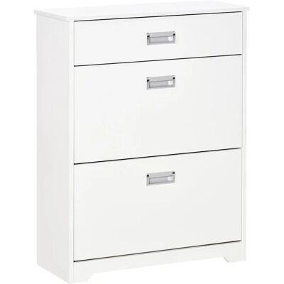 HOMCOM Meuble à chaussures avec 2 tiroirs rabattables étagère réglable + 1 tiroir + 1 comptoir jusqu'à 16 paires 70L x 29l x 92H - Publicité HOMCOM Meuble à chaussures avec 2 tiroirs rabattables étagère réglable + 1 tiroir + 1 comptoir jusqu'à 16 paires 70L x 29l x 92H - Publicité