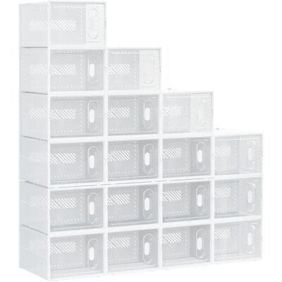 HOMCOM Lot de 18 boites cubes rangement à chaussures modulable avec portes transparentes - 28 x 36 x 21 cm - Publicité HOMCOM Lot de 18 boites cubes rangement à chaussures modulable avec portes transparentes - 28 x 36 x 21 cm - Publicité