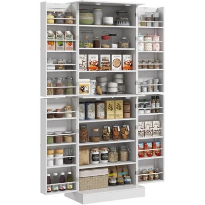 Armoire de cuisine Homcom avec 4 portes et étagères, blanc - Publicité Armoire de cuisine Homcom avec 4 portes et étagères, blanc - Publicité