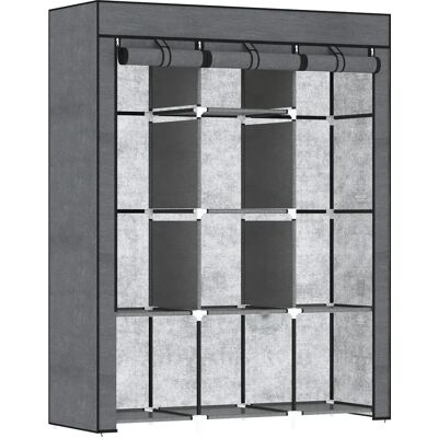 HOMCOM - Armoire Dressing Compacte Grise 8 Étagères 2 Tringles - Wardrobe - Publicité HOMCOM - Armoire Dressing Compacte Grise 8 Étagères 2 Tringles - Wardrobe - Publicité