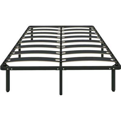 HOMCOM Cadre de lit 140 x 190 cm, lit 2 personnes avec sommier à lattes en bois massif et pied, 26 cm de hauteur avec rangement au-dessous, pas besoin de sommier à ressorts, assemblage facile, noir - Publicité HOMCOM Cadre de lit 140 x 190 cm, lit 2 personnes avec sommier à lattes en bois massif et pied, 26 cm de hauteur avec rangement au-dessous, pas besoin de sommier à ressorts, assemblage facile, noir - Publicité