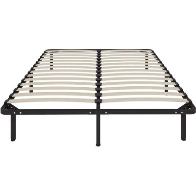 HOMCOM Cadre de lit 160 x 190 cm, lit 2 personnes en bois massif avec sommier à lattes et pied, 26 cm de hauteur avec rangement - Publicité HOMCOM Cadre de lit 160 x 190 cm, lit 2 personnes en bois massif avec sommier à lattes et pied, 26 cm de hauteur avec rangement - Publicité