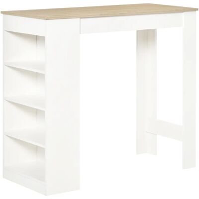 HOMCOM Table de bar pour 2 personnes, table haute mange debout avec 4 étagères ouvertes, pour petits espaces, cuisine, salon, 11 - Publicité HOMCOM Table de bar pour 2 personnes, table haute mange debout avec 4 étagères ouvertes, pour petits espaces, cuisine, salon, 11 - Publicité