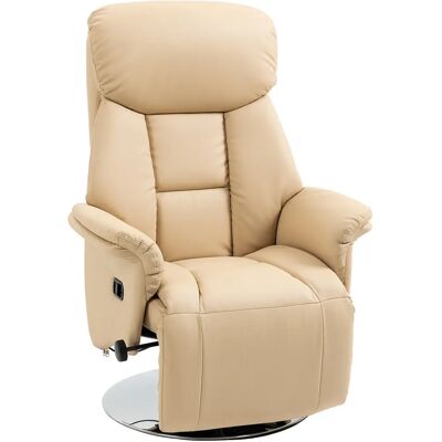HOMCOM Fauteuil de relaxation fauteuil relax de salon inclinable pivotant repose-pied réglable accoudoirs, chaise TV en cuir synthétique, jusqu'à 150 kg, pour salon, chambre, home cinéma, beige - Publicité HOMCOM Fauteuil de relaxation fauteuil relax de salon inclinable pivotant repose-pied réglable accoudoirs, chaise TV en cuir synthétique, jusqu'à 150 kg, pour salon, chambre, home cinéma, beige - Publicité
