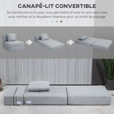 HOMCOM Fauteuil convertible 1 place, fauteuil lit et chauffeuse 1 place avec coussin déhoussable, chaise de sol pour invités pour salon et chambre - Publicité HOMCOM Fauteuil convertible 1 place, fauteuil lit et chauffeuse 1 place avec coussin déhoussable, chaise de sol pour invités pour salon et chambre - Publicité