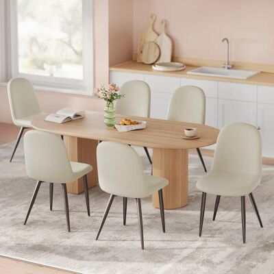 HavenlyHome Lot 6 Chaises Salle à Manger en Tissu Lin Beige, Dossier Ergonomique avec Pieds Métal, Assise Confortable pour Salon Cuisine Chambre - Publicité HavenlyHome Lot 6 Chaises Salle à Manger en Tissu Lin Beige, Dossier Ergonomique avec Pieds Métal, Assise Confortable pour Salon Cuisine Chambre - Publicité