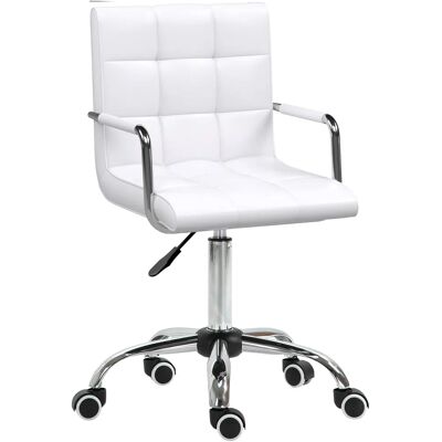 HOMCOM Chaise de bureau ergonomique blanche - Hauteur réglable - Design contemporain - Publicité HOMCOM Chaise de bureau ergonomique blanche - Hauteur réglable - Design contemporain - Publicité