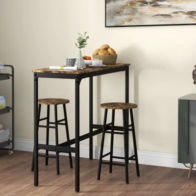 HOMCOM Ensemble table de bar bistrot et 2 tabourets avec repose-pieds, table mange-debout et chaises hautes, structure en acier au design industriel - Publicité HOMCOM Ensemble table de bar bistrot et 2 tabourets avec repose-pieds, table mange-debout et chaises hautes, structure en acier au design industriel - Publicité