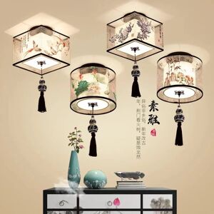 Nouveau Lustre chinois Lustre plafonnier Simple couloir chinois peinture plafonniers créatif Suspendu Lotus Led éclairage image