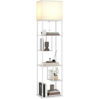 Lampadaire Homcom avec étagères, lampe de salon avec luminosité et températures de couleur réglables 3000K-6500K, télécommande - Publicité Lampadaire Homcom avec étagères, lampe de salon avec luminosité et températures de couleur réglables 3000K-6500K, télécommande - Publicité