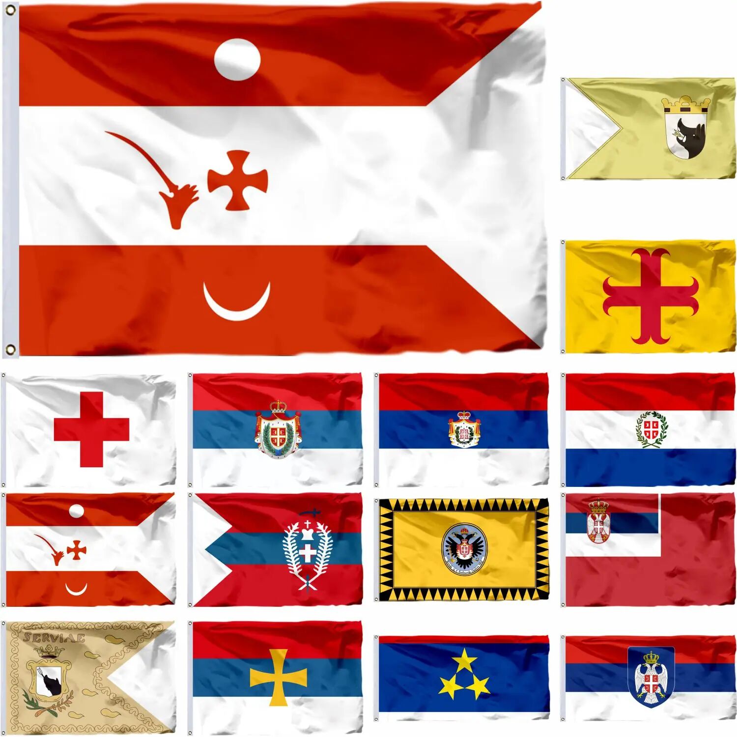 Drapeau de la Serbie 1870, 3x5 pieds, 90x150cm, bannière de la coronation de la Serbie à la Ferdinand II, république, Slavonie orientale, Baranja image