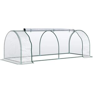 Outsunny Serre de Jardin Tunnel Serre à tomates 2,5L x 1l x 0,8H m Grande Porte zippée bâche PVC Transparent métal époxy Vert - Publicité Outsunny Serre de Jardin Tunnel Serre à tomates 2,5L x 1l x 0,8H m Grande Porte zippée bâche PVC Transparent métal époxy Vert - Publicité