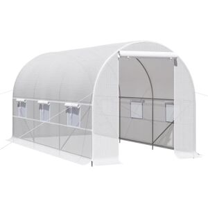 Outsunny Serre tunnel de jardin 8m², serre de jardin tunnel 400x200x200cm avec porte et 6 fenêtres, pour extérieur, toutes saisons, légumes, fruits, fleurs, bâche PE haute densité 140 g/m² blanc - Publicité Outsunny Serre tunnel de jardin 8m², serre de jardin tunnel 400x200x200cm avec porte et 6 fenêtres, pour extérieur, toutes saisons, légumes, fruits, fleurs, bâche PE haute densité 140 g/m² blanc - Publicité