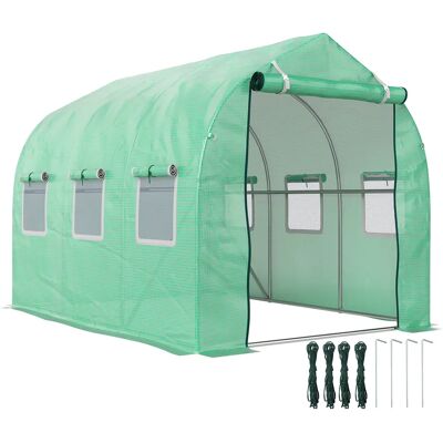 Outsunny Serre Tunnel de Jardin 5,75 m² dim. 2,95L x 1,95l x 1,96H m Porte + 6 fenêtres enroulables Acier galvanisé bâche PE Haute densité Vert - Publicité Outsunny Serre Tunnel de Jardin 5,75 m² dim. 2,95L x 1,95l x 1,96H m Porte + 6 fenêtres enroulables Acier galvanisé bâche PE Haute densité Vert - Publicité