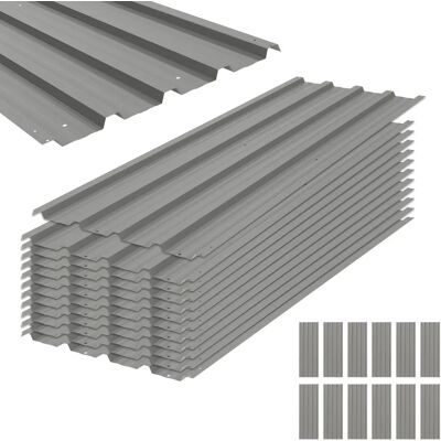 Outsunny Lot de 12 panneaux en acier galvanisé Résistant aux Intempéries, gris clair, dim. d'un panneau 129L x 45l cm - Publicité Outsunny Lot de 12 panneaux en acier galvanisé Résistant aux Intempéries, gris clair, dim. d'un panneau 129L x 45l cm - Publicité