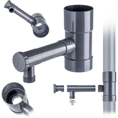 KADAX Collecteur d'eau de pluie avec valve 80 mm Gris - Publicité KADAX Collecteur d'eau de pluie avec valve 80 mm Gris - Publicité