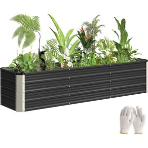 Outsunny Jardinière surélevée en acier, lit de jardin avec gants, carré potager de jardin pour fleurs, herbes, légumes, 183 x 47 - Publicité Outsunny Jardinière surélevée en acier, lit de jardin avec gants, carré potager de jardin pour fleurs, herbes, légumes, 183 x 47 - Publicité