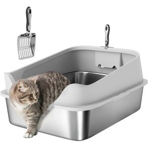 Pawhut bac à litière pour chat en acier inoxydable XXL bac à litière pour chat bac à litière à bord haut avec cuillère facile à nettoyer anti-fuite 70X50X30 cm gris - Publicité Pawhut bac à litière pour chat en acier inoxydable XXL bac à litière pour chat bac à litière à bord haut avec cuillère facile à nettoyer anti-fuite 70X50X30 cm gris - Publicité