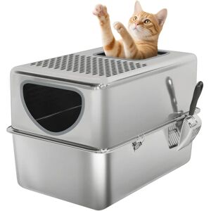 Pawhut XL bac à litière pour chat en acier inoxydable avec cuillère facile à nettoyer argent - Publicité Pawhut XL bac à litière pour chat en acier inoxydable avec cuillère facile à nettoyer argent - Publicité