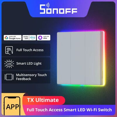 SONOFF-TX UlOscar Smart WiFi Wall Switch, Full Touch Access, LED Multi-Sensory, eWeLink Remote Control via Alexa, Google Alice - Publicité SONOFF-TX UlOscar Smart WiFi Wall Switch, Full Touch Access, LED Multi-Sensory, eWeLink Remote Control via Alexa, Google Alice - Publicité