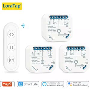 LoraTap Tuya — Interrupteur connecté pour rideaux, app Smart life, pour volet roulant motorisé électrique, minuterie DIY qui fonctionne avec télécommande en WiFi RF, avec Alexa Echo et Google Home pour maison