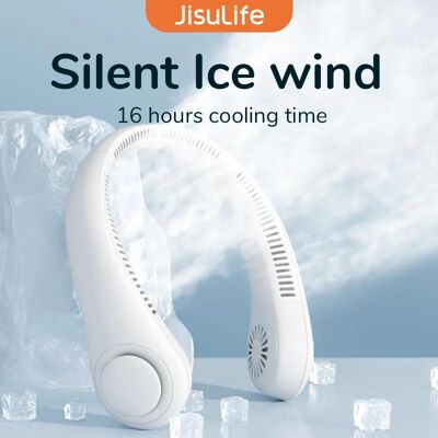 Ventilateur de cou portable JISULIFE, batterie rechargeable 4000 mAh, 5 vitesses réglables, tour de cou mains libres sans pales et flexible pour le sport - Publicité Ventilateur de cou portable JISULIFE, batterie rechargeable 4000 mAh, 5 vitesses réglables, tour de cou mains libres sans pales et flexible pour le sport - Publicité