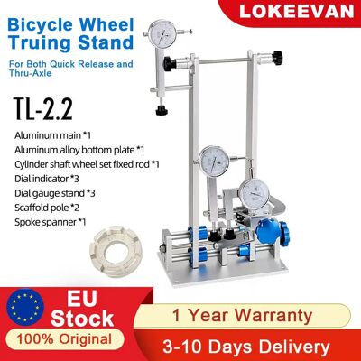 LOKEEVAN Support de réglage de roue de vélo, outil de réparation d'alignement de roue de vélo avec jauge à cadran pour dégagement rapide et essieu traversant pour la réparation du cyclisme - Publicité LOKEEVAN Support de réglage de roue de vélo, outil de réparation d'alignement de roue de vélo avec jauge à cadran pour dégagement rapide et essieu traversant pour la réparation du cyclisme - Publicité