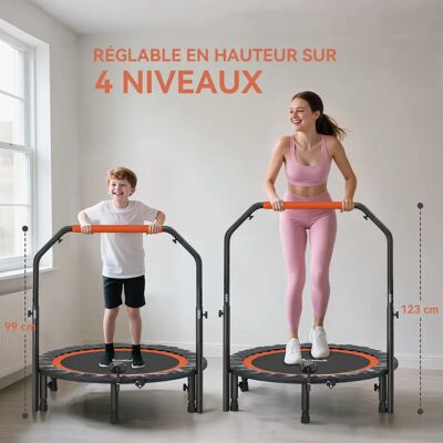 HOMCOM Trampoline de fitness gymnastique pour adulte avec poignée réglable, pliable, 6 pieds et 28 ressorts, Ø 102 cm, noir et rouge - Publicité HOMCOM Trampoline de fitness gymnastique pour adulte avec poignée réglable, pliable, 6 pieds et 28 ressorts, Ø 102 cm, noir et rouge - Publicité