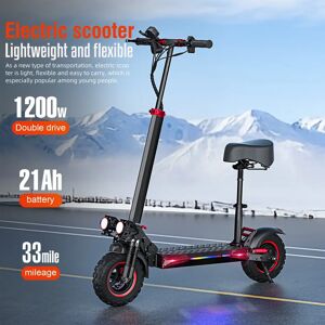NONE Trottinette électrique EU J11MAX 1200W 48V 18AH avec grandes roues, double frein à disque, siège, vitesse maximale 50 km/h, pliable, étanche IPX5, double - Publicité NONE Trottinette électrique EU J11MAX 1200W 48V 18AH avec grandes roues, double frein à disque, siège, vitesse maximale 50 km/h, pliable, étanche IPX5, double - Publicité
