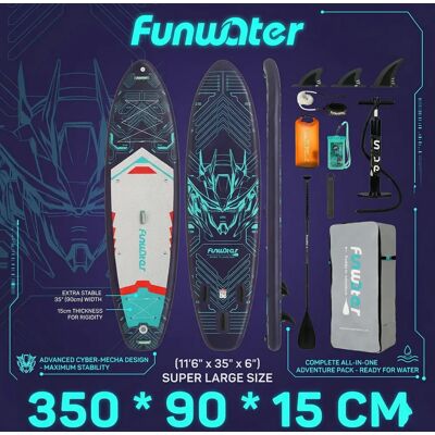 Planche de SUP gonflable Funwater Supfw50B 350X90X15Cm, planche de surf pour adultes et jeunes, capacité de charge de 200kg, avec pagaie, 3 ailerons, corde de sécurité, sac étanche de 10L, étui pour - Publicité Planche de SUP gonflable Funwater Supfw50B 350X90X15Cm, planche de surf pour adultes et jeunes, capacité de charge de 200kg, avec pagaie, 3 ailerons, corde de sécurité, sac étanche de 10L, étui pour - Publicité