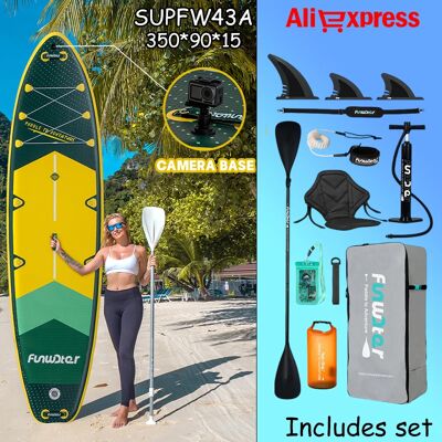 Planche de paddle gonflable ultra-légère Funwater SUPFW43A 350*90*15 pour adultes, yoga aquatique, pêche, voyage, surf, planche antidérapante - Publicité Planche de paddle gonflable ultra-légère Funwater SUPFW43A 350*90*15 pour adultes, yoga aquatique, pêche, voyage, surf, planche antidérapante - Publicité