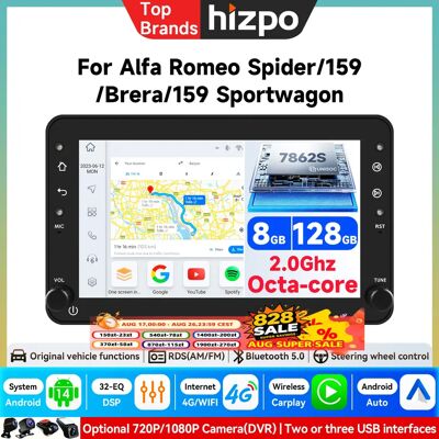 HIZPO Autoradio Android 2Din 7'' pour Alfa Romeo 159 Brera Spider Sportwagon, système multimédia GPS 4G Carplay, écran intelligent, autoradio - Publicité HIZPO Autoradio Android 2Din 7'' pour Alfa Romeo 159 Brera Spider Sportwagon, système multimédia GPS 4G Carplay, écran intelligent, autoradio - Publicité