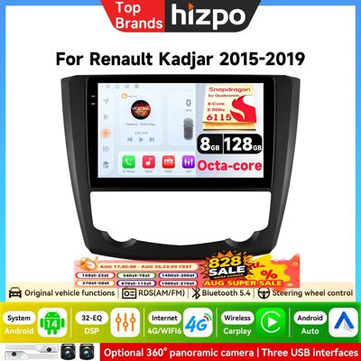 HIZPO Autoradio intelligent Android pour Renault Kadjar 2015 - 2019 Navigation GPS Lecteur multimédia vidéo Stéréo Wifi+4G Carplay Auto - Publicité HIZPO Autoradio intelligent Android pour Renault Kadjar 2015 - 2019 Navigation GPS Lecteur multimédia vidéo Stéréo Wifi+4G Carplay Auto - Publicité