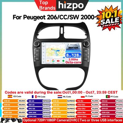HIZPO Autoradio Android 7 pouces pour Peugeot 206 206CC 206SW 2000 - 2008 Lecteur multimédia Carplay 2Din Stéréo Autoradio Navigation GPS WIFI - Publicité HIZPO Autoradio Android 7 pouces pour Peugeot 206 206CC 206SW 2000 - 2008 Lecteur multimédia Carplay 2Din Stéréo Autoradio Navigation GPS WIFI - Publicité