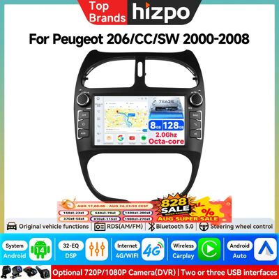 HIZPO Autoradio Android 7 pouces pour Peugeot 206 206CC 206SW 2000 - 2008 Lecteur multimédia Carplay 2Din Stéréo Autoradio Navigation GPS WIFI - Publicité HIZPO Autoradio Android 7 pouces pour Peugeot 206 206CC 206SW 2000 - 2008 Lecteur multimédia Carplay 2Din Stéréo Autoradio Navigation GPS WIFI - Publicité