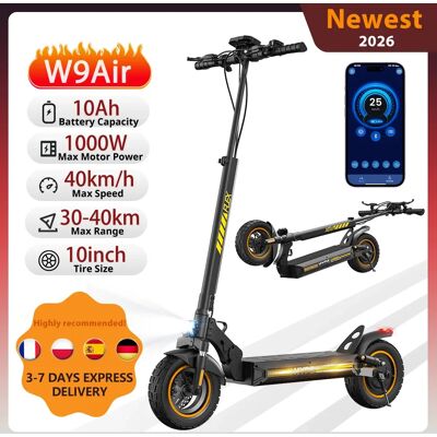 Trottinette électrique W9Air 1000W de puissance maximale, iScooter, pneus tout-terrain de 10 pouces, autonomie de 40 km, batterie 10Ah, vitesse de 40 km/h, pour adultes - Publicité Trottinette électrique W9Air 1000W de puissance maximale, iScooter, pneus tout-terrain de 10 pouces, autonomie de 40 km, batterie 10Ah, vitesse de 40 km/h, pour adultes - Publicité