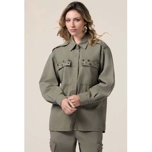 Oltre Oversized Shirt With AppliquÉs Military Green Taille: 36 Chemises à boutons Outlet Femme Vert - Publicité Oltre Oversized Shirt With AppliquÉs Military Green Taille: 36 Chemises à boutons Outlet Femme Vert - Publicité