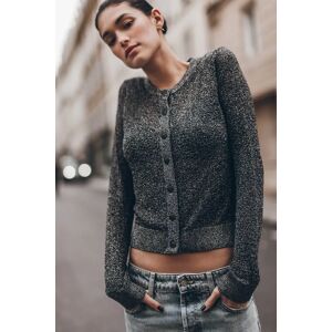 Mikuta The Dark Silver Sparkly Thin Knitted Cardigan Taille: L Cardigans Outlet Femme Gris - Publicité Mikuta The Dark Silver Sparkly Thin Knitted Cardigan Taille: L Cardigans Outlet Femme Gris - Publicité