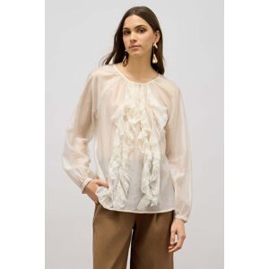 Oltre Voile Blouse With Ruffles White Taille: XS Chemisiers Outlet Femme Blanche - Publicité Oltre Voile Blouse With Ruffles White Taille: XS Chemisiers Outlet Femme Blanche - Publicité