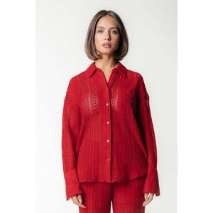 Colourful Rebel Talia Crochet Blouse Poppy Red Taille: M Chemises à boutons Outlet Femme Rouge - Publicité Colourful Rebel Talia Crochet Blouse Poppy Red Taille: M Chemises à boutons Outlet Femme Rouge - Publicité