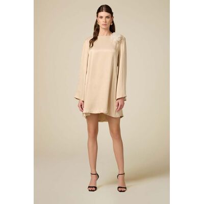 Oltre Long-sleeved Satin Dress Beige Taille: 50 Robes Mini Outlet Femme Marron - Publicité Oltre Long-sleeved Satin Dress Beige Taille: 50 Robes Mini Outlet Femme Marron - Publicité